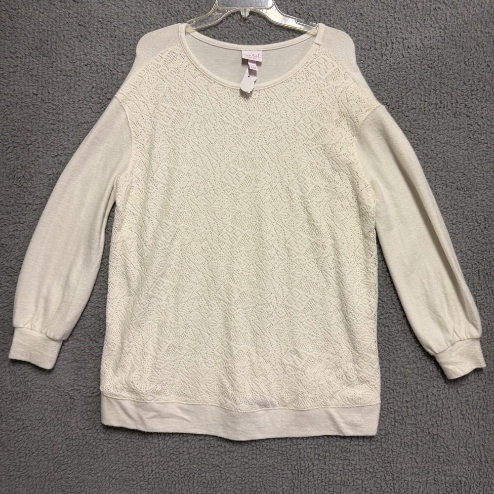 Isabel Maternity by Ingrid & Isabel Women's L Cream Textured Pullover Top NWT
